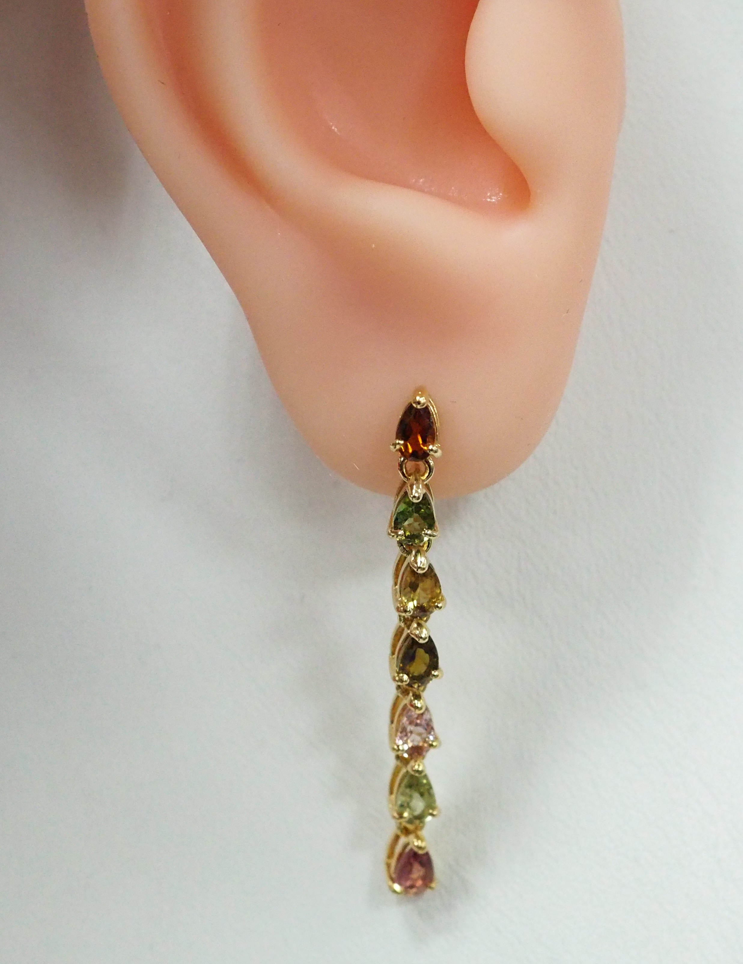 Серебряные серьги-пусеты с турмалинами